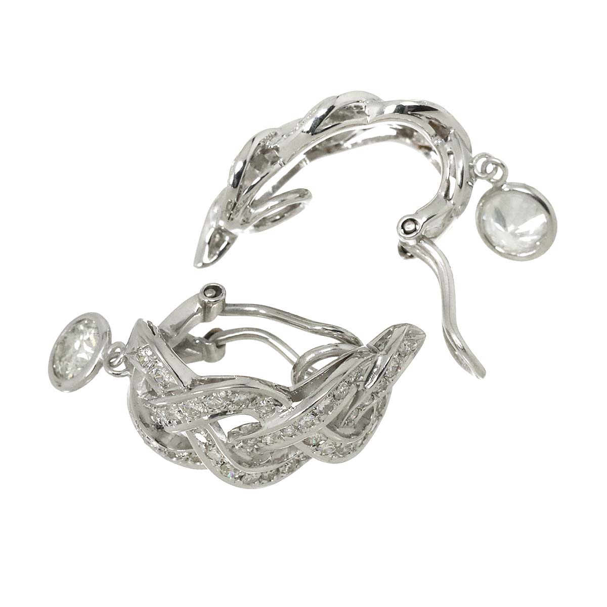 Diamond 1.41ct/1.58ct Earrings Clip-on 18K K18 WG 750