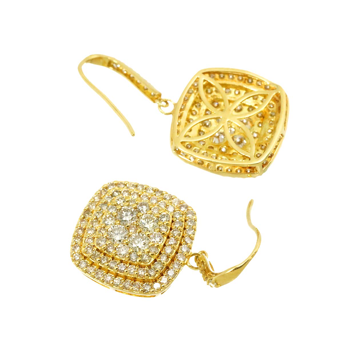 Diamond 1.00ct/1.00ct Earrings Pierced 18K YG Yellow Gold 750