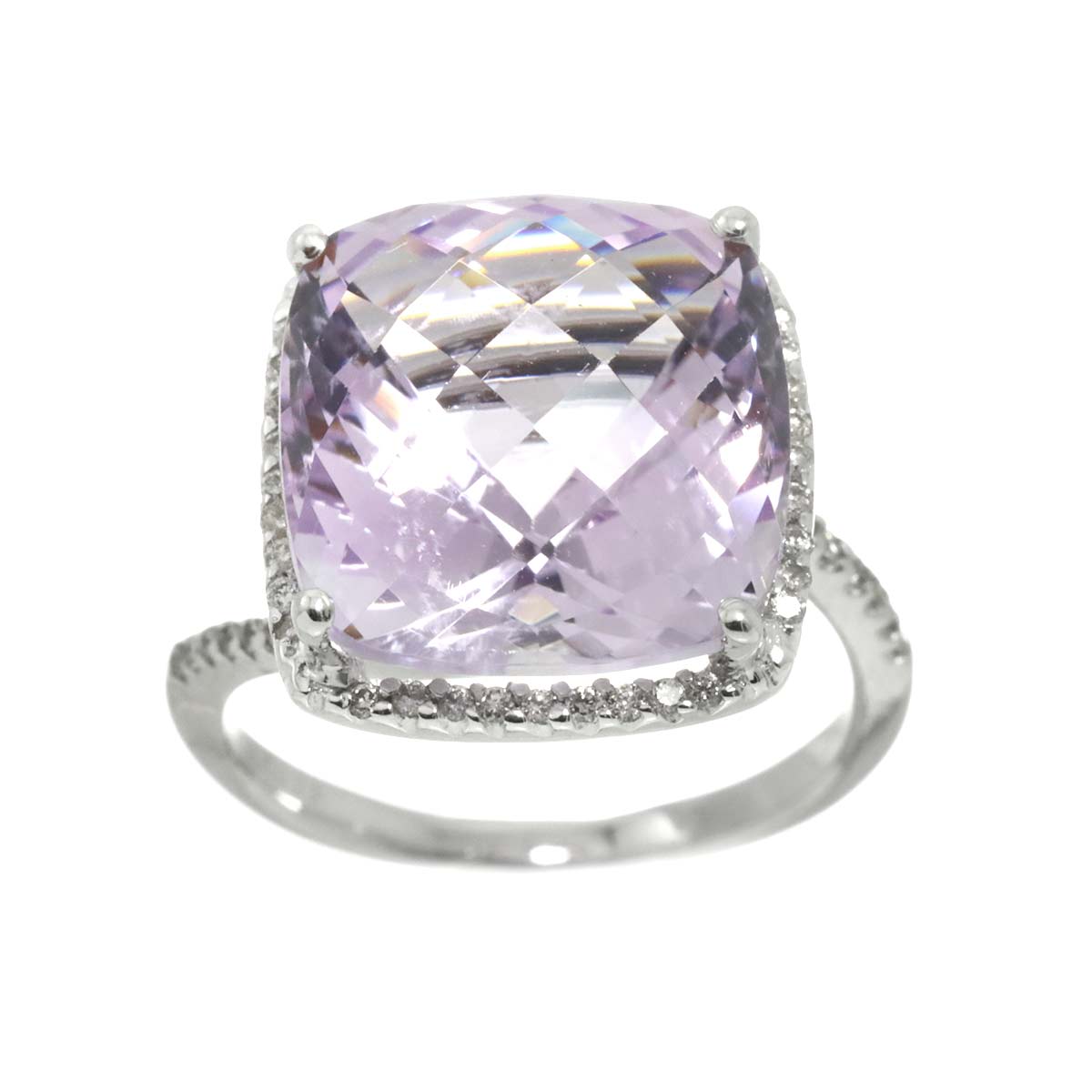 Amethyst 9.36ct Diamond 0.23ct Ring 18K WG size5.25-5.5(US)