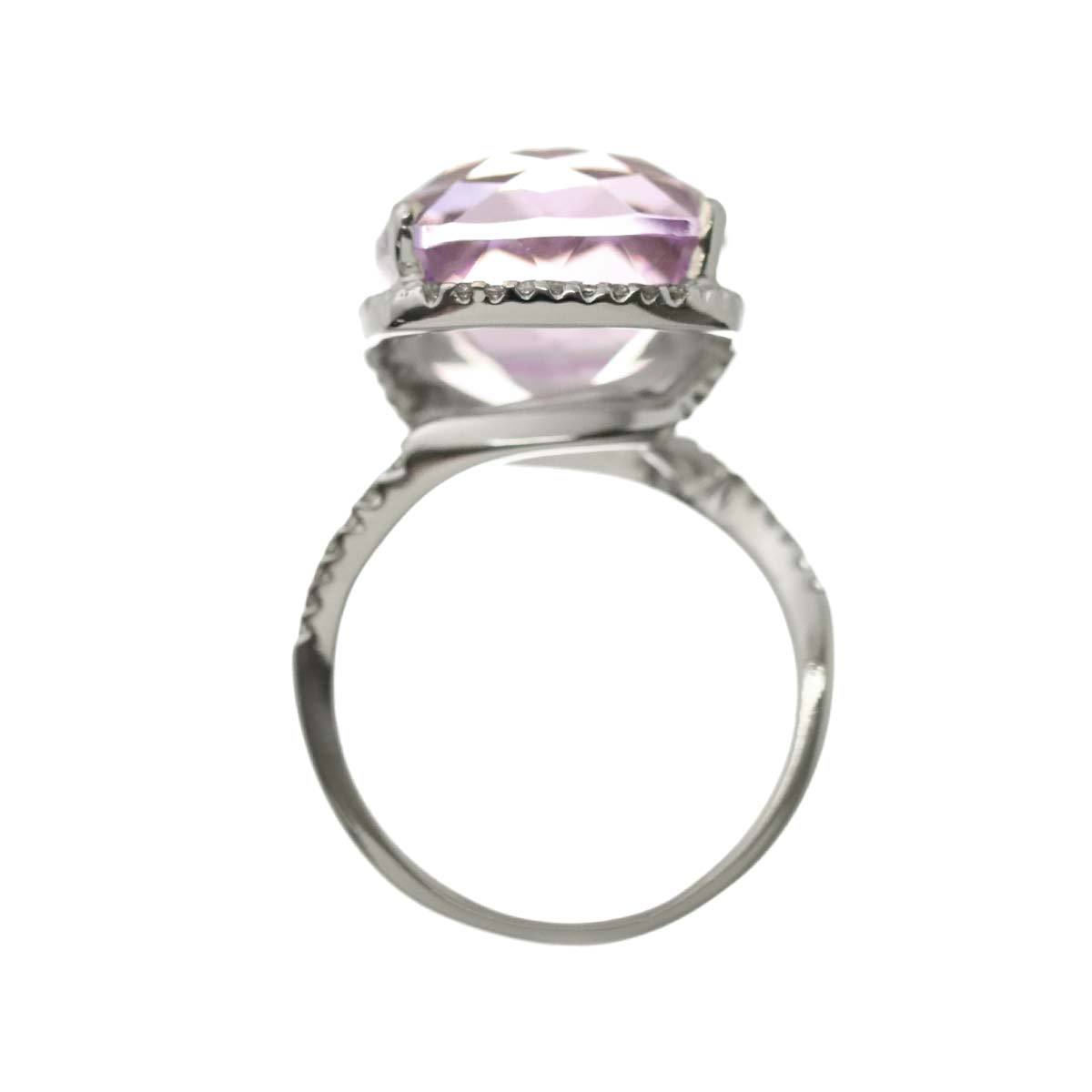Amethyst 9.36ct Diamond 0.23ct Ring 18K WG size5.25-5.5(US)