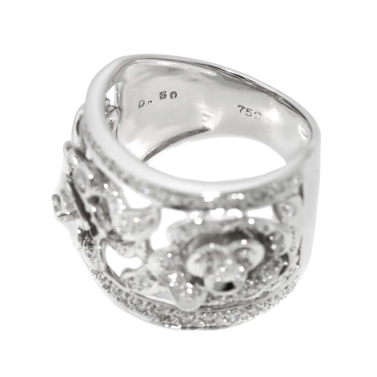Diamond 0.50ct Ring 18K K18 WG White Gold size5.5-5.75(US)