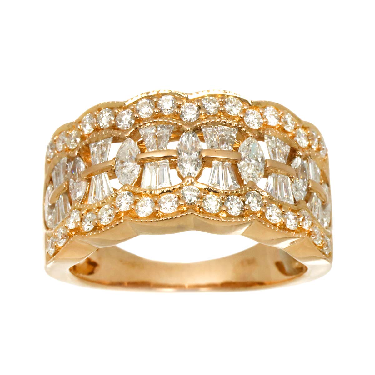 Diamond 1.40ct Ring 18K PG Pink Gold 750 Size6-6.25(US)