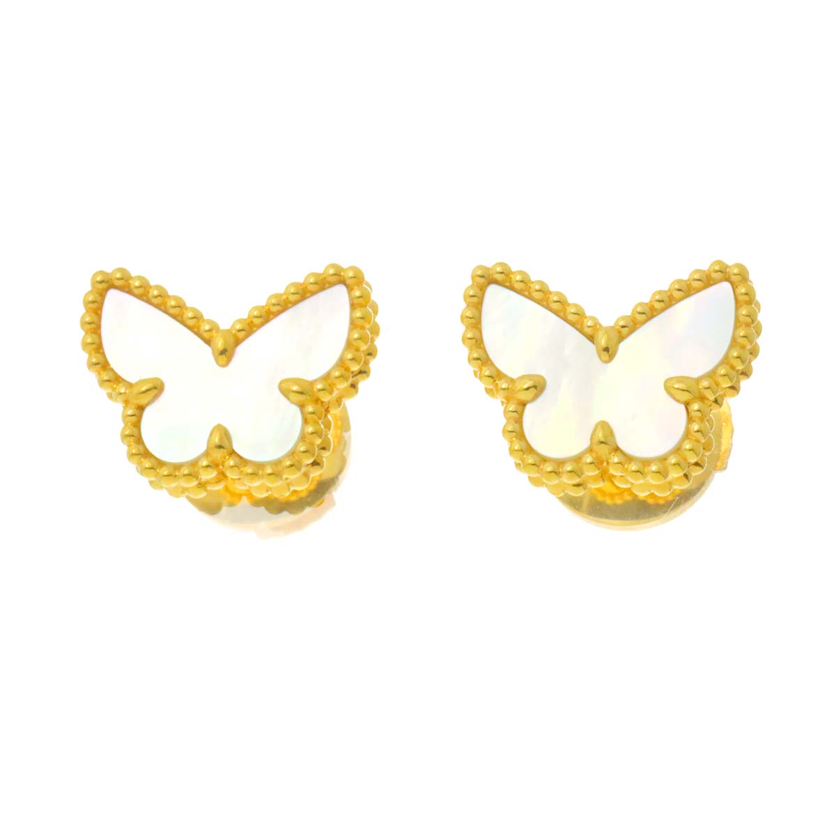 Sweet Papillon Mother of Pearl Earrings Pierced 18K YG
