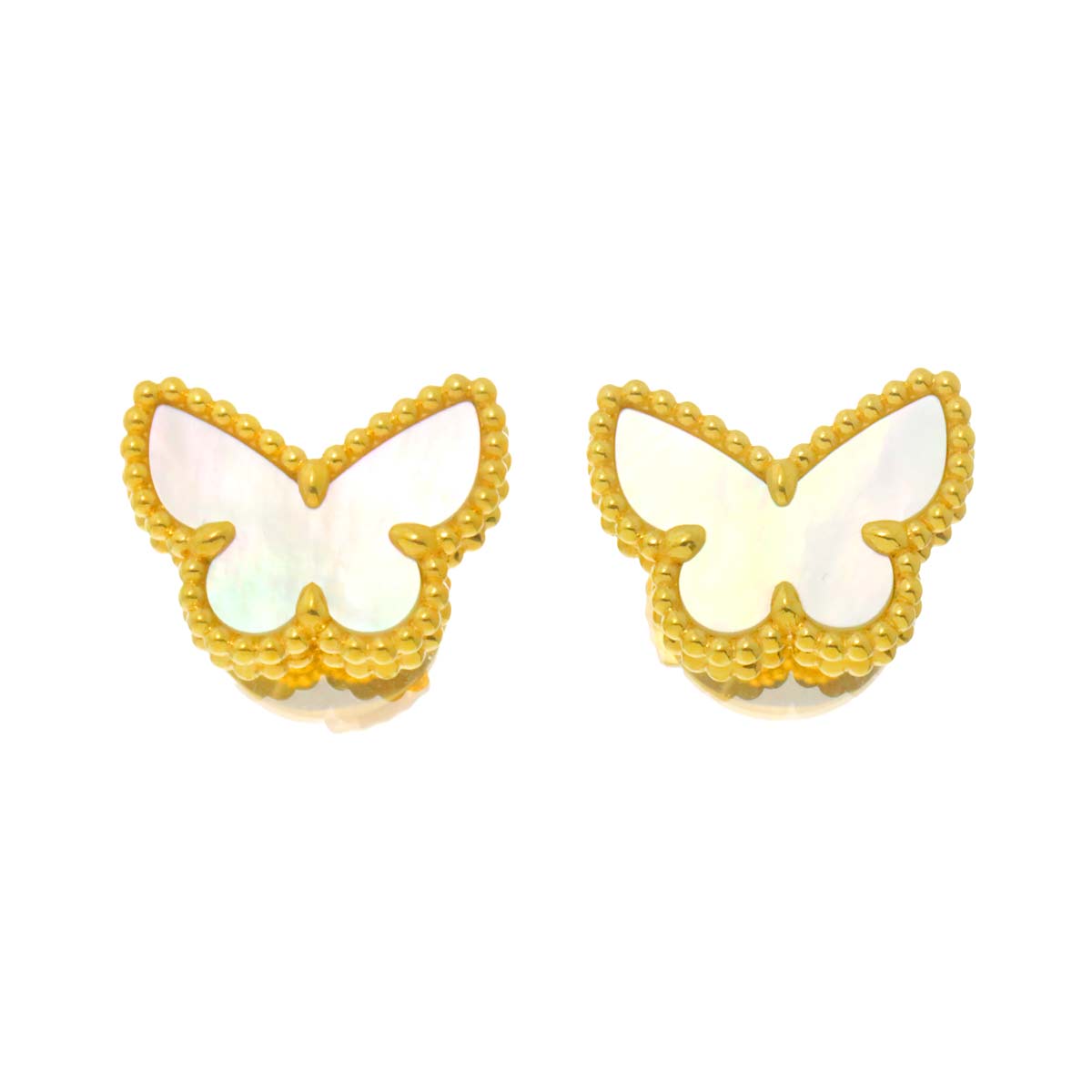 Sweet Papillon Mother of Pearl Earrings Pierced 18K YG
