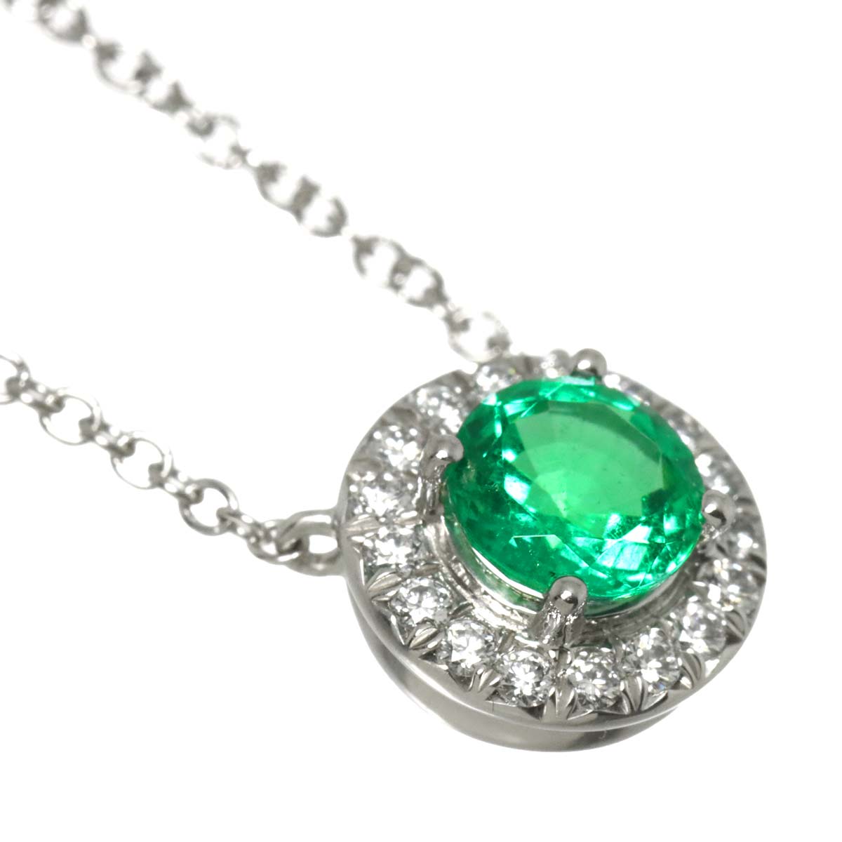Soleste Emerald Diamond Necklace Platinum