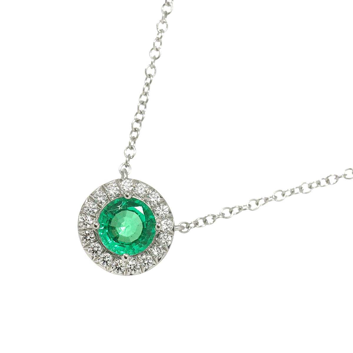 Soleste Emerald Diamond Necklace Platinum