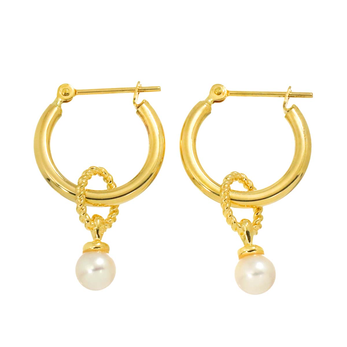 Akoya Pearl 4.5mm Earrings Pierced 18K YG 750