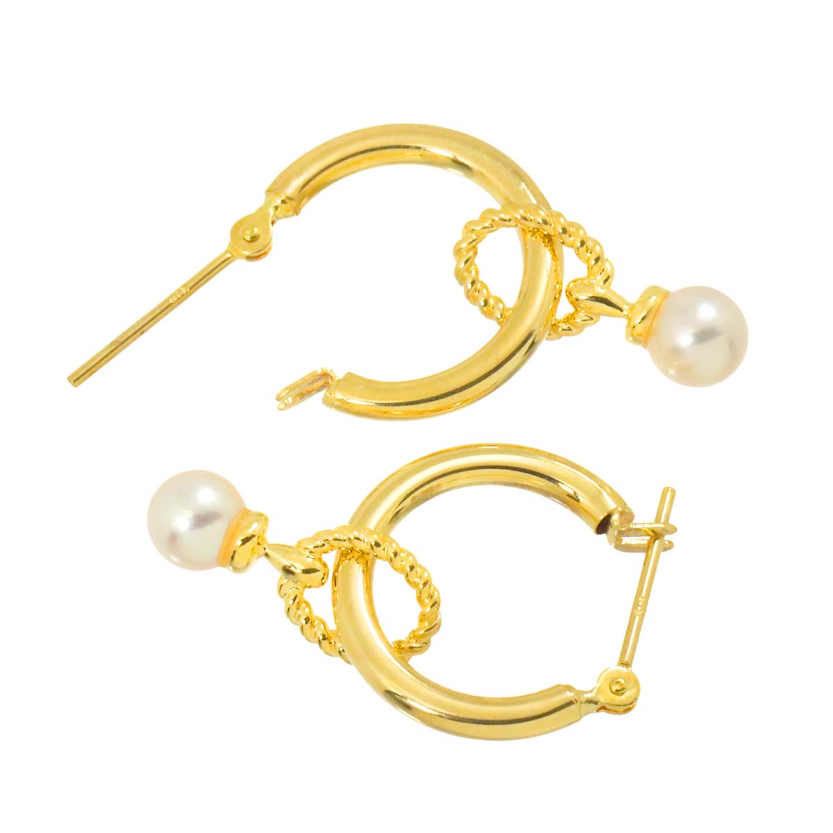 Akoya Pearl 4.5mm Earrings Pierced 18K YG 750