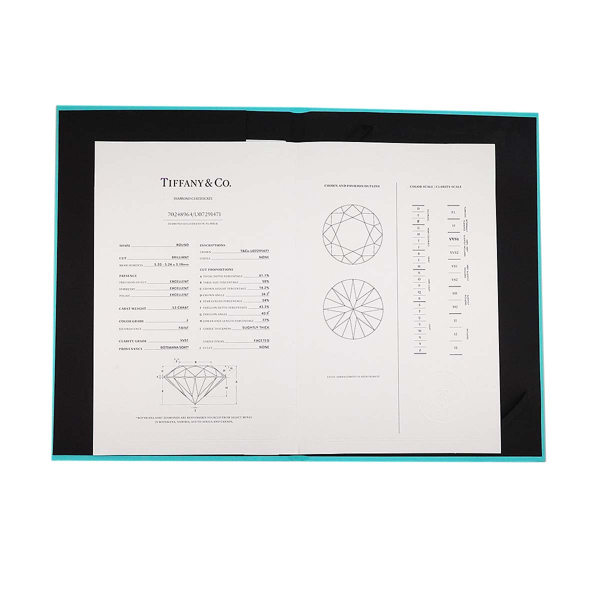 Diamond 0.53ct F/VVS1/3EX Ring Pt Platinum Size5.5-5.75(US)