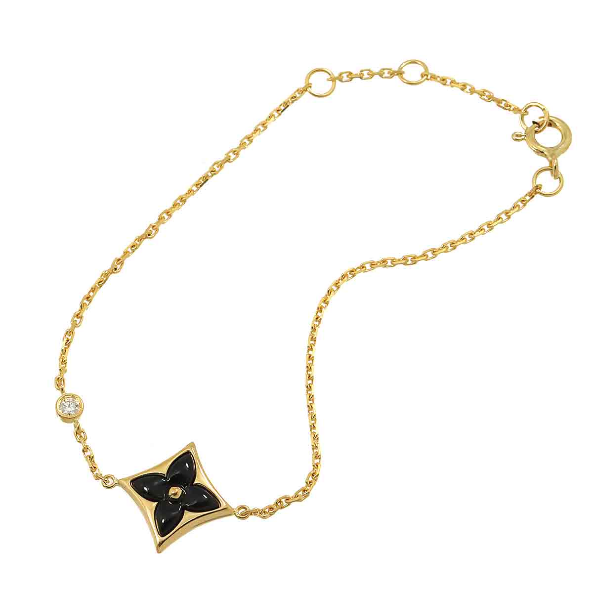 Star Blossom Onyx Diamond Bracelet 18K YG 750