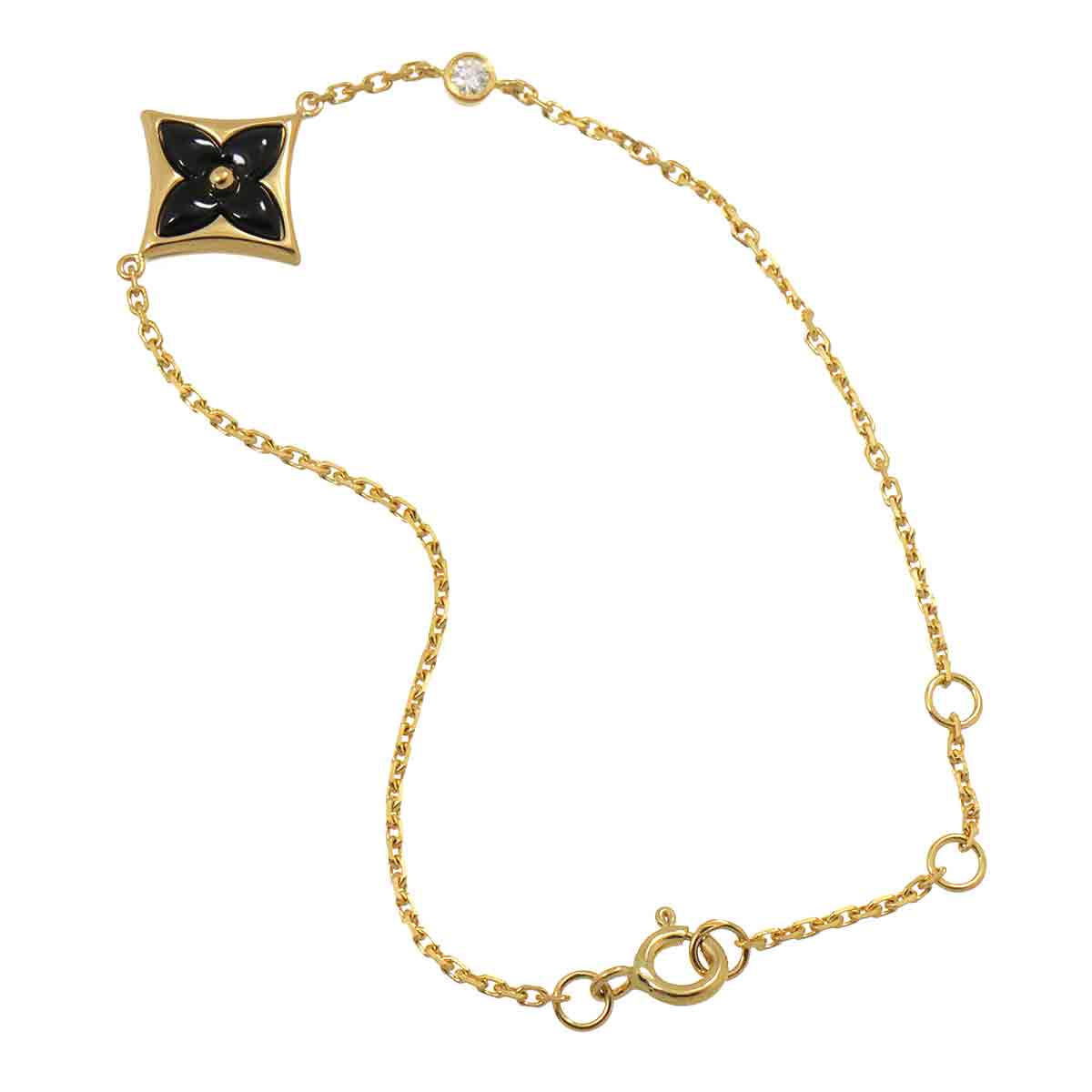 Star Blossom Onyx Diamond Bracelet 18K YG 750