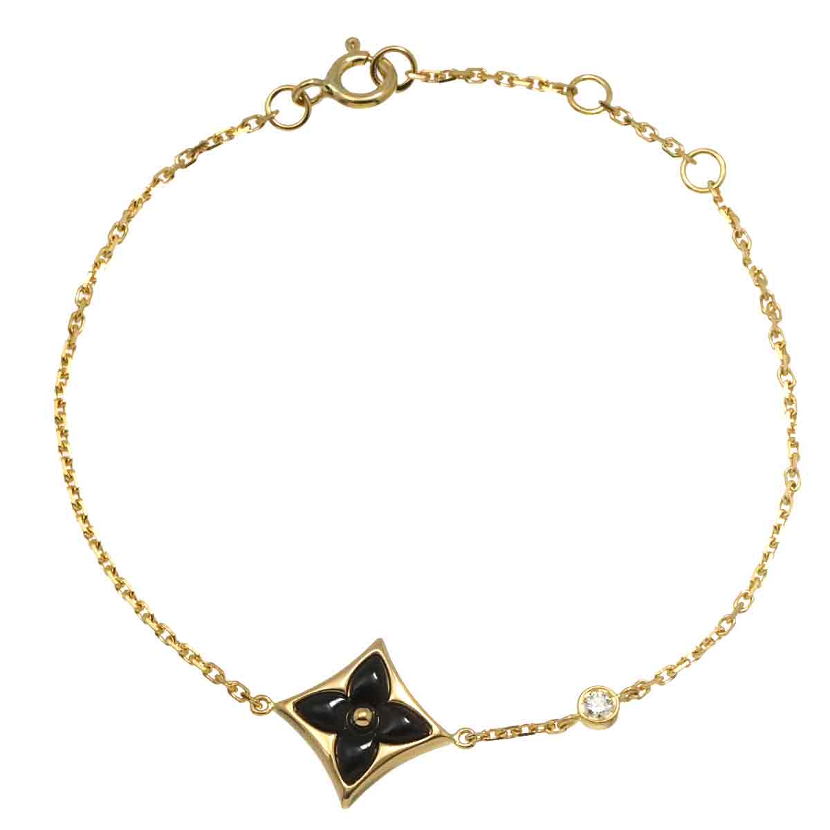 Star Blossom Onyx Diamond Bracelet 18K YG 750