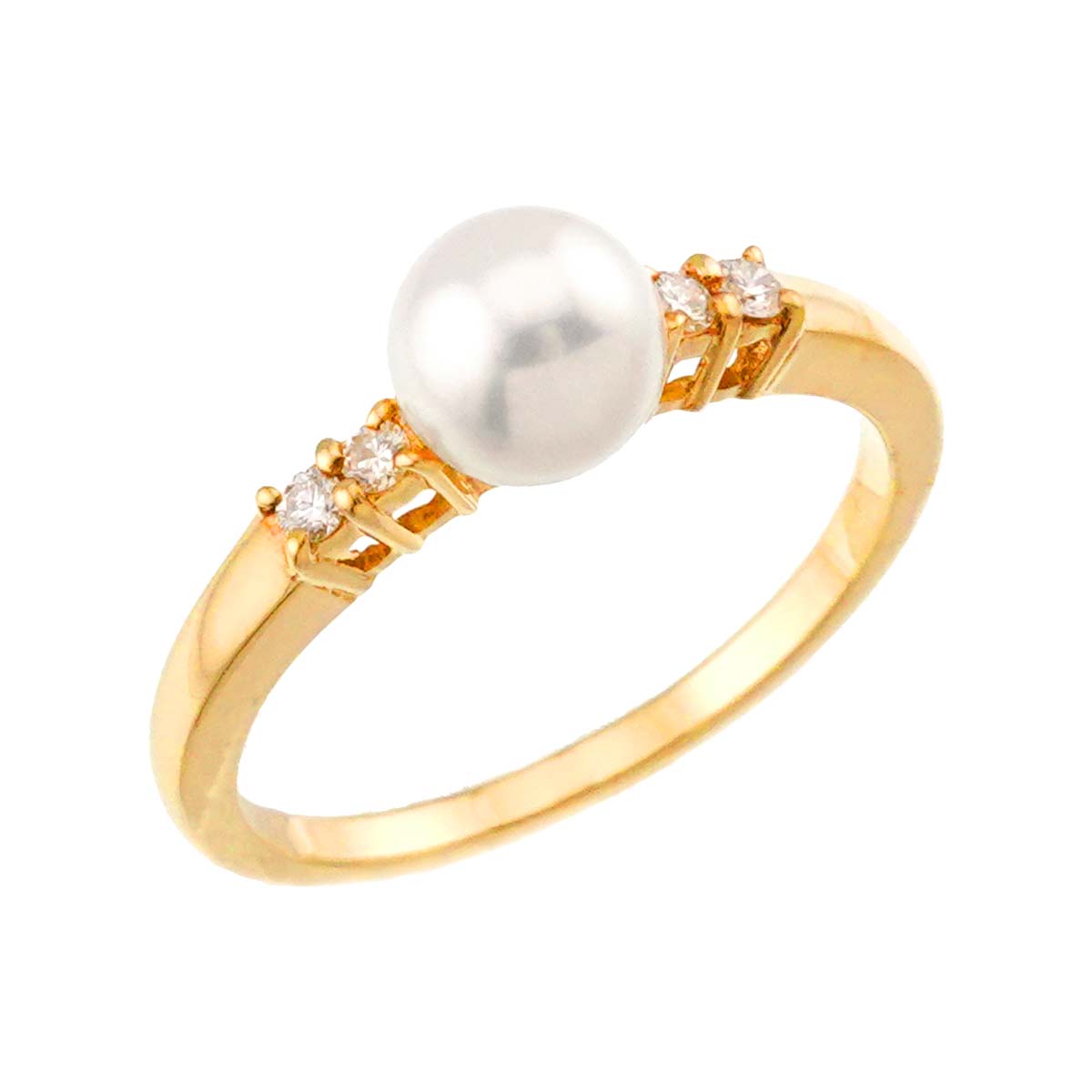 MIKIMOTO Akoya Pearl 5.9mm Diamond Ring 18K YG 750 size6(US)
