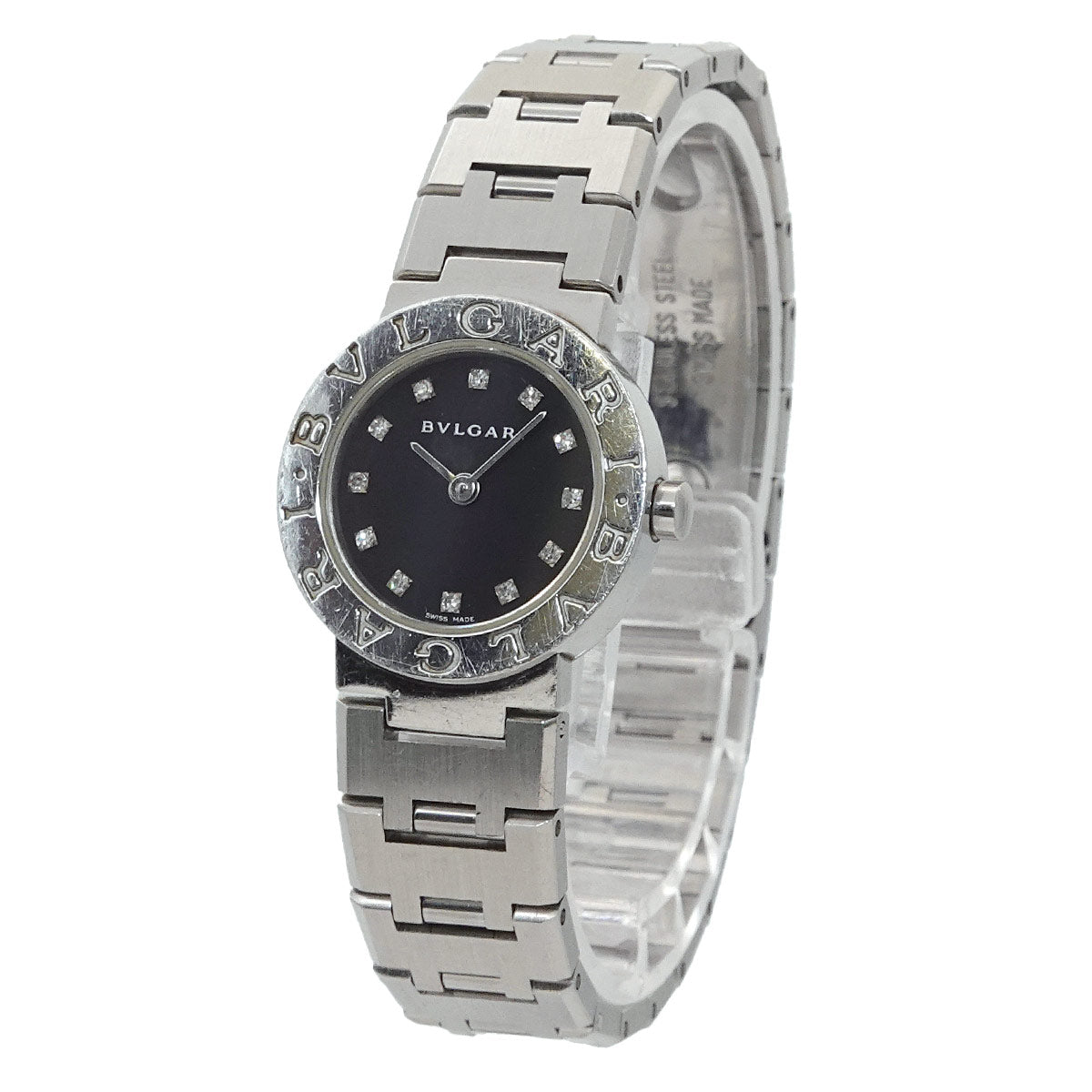 BVLGARIBVLGARI BB23SS 12P Diamond Quartz Black Dial Ladies