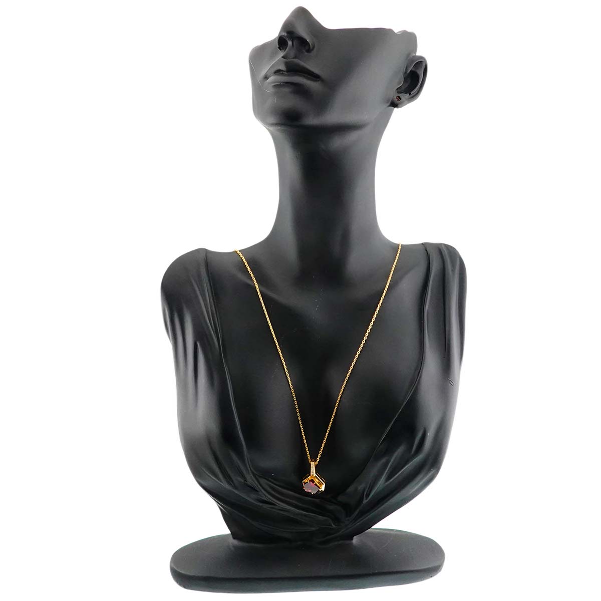 Garnet 2.54ct Diamond 0.05ct Necklace 18K YG 750