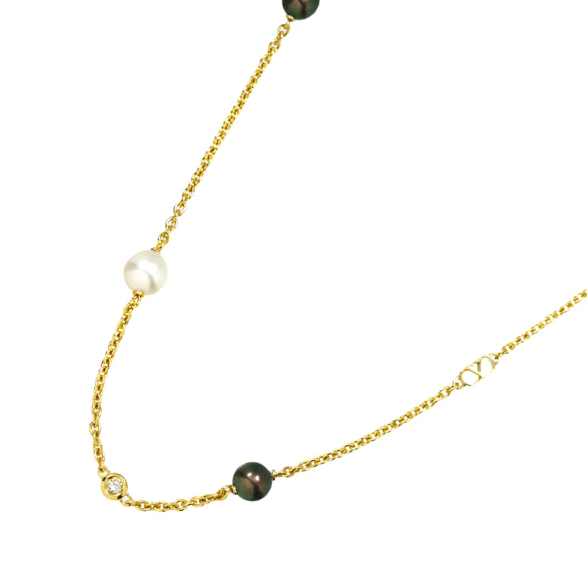 Pearl Diamond Necklace 18K YG 750