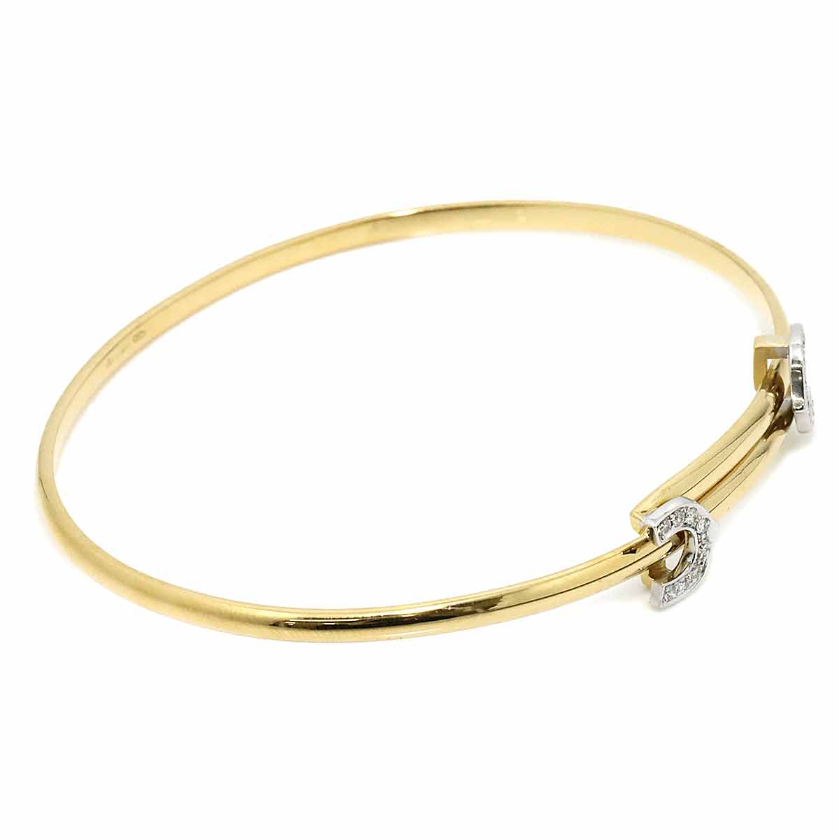 2C C2 Diamond Bangle Bracelet 18K YG WG 750