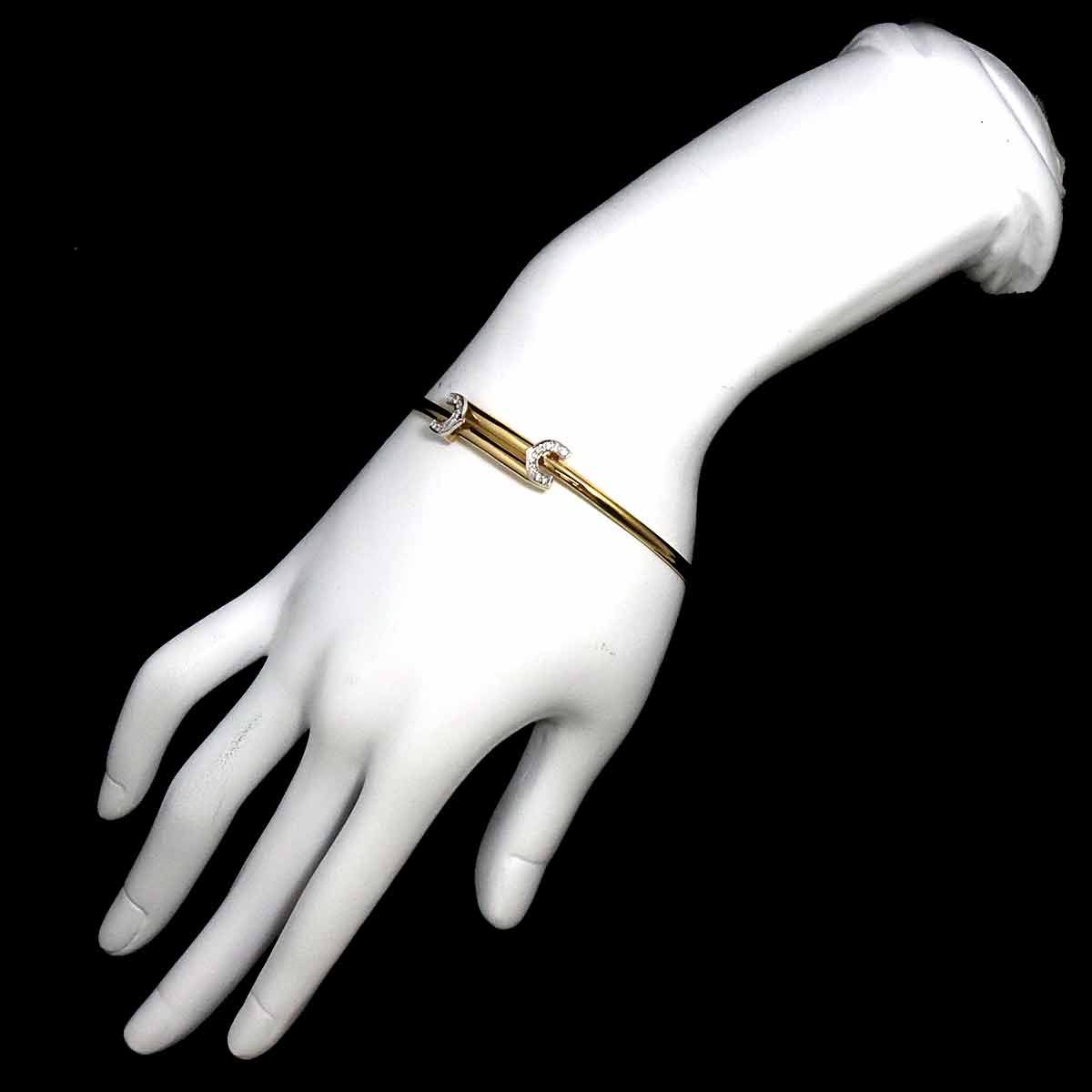 2C C2 Diamond Bangle Bracelet 18K YG WG 750