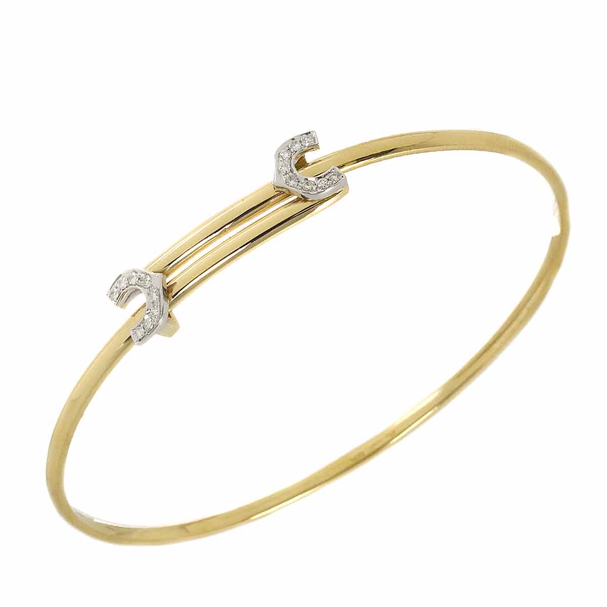 2C C2 Diamond Bangle Bracelet 18K YG WG 750