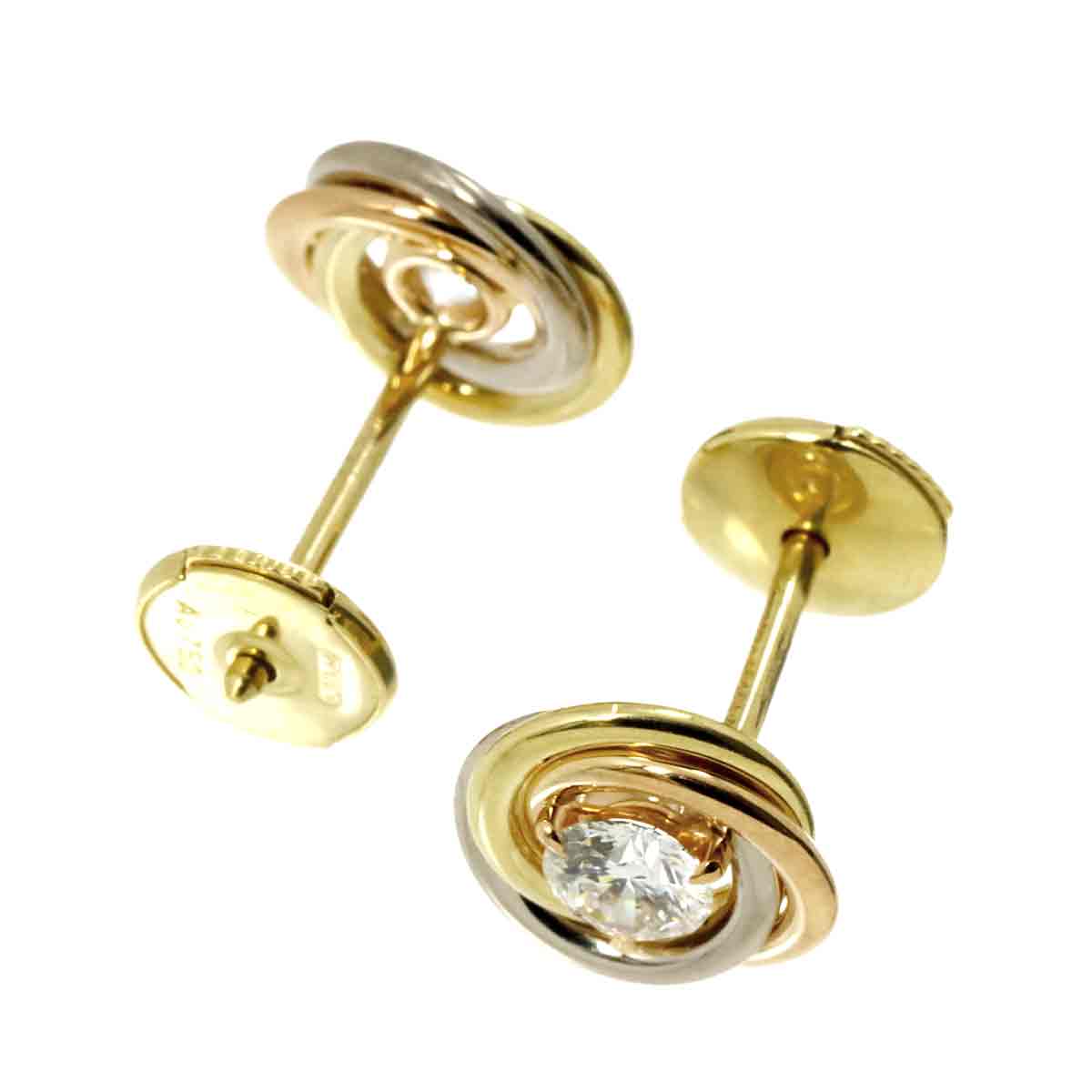 Trinity Diamond Earrings Pierced 18K YG WG PG 750