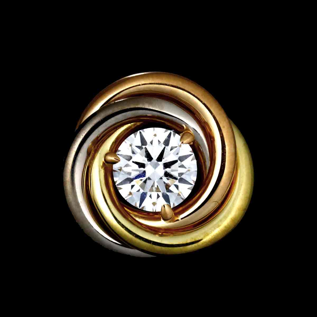 Trinity Diamond Earrings Pierced 18K YG WG PG 750