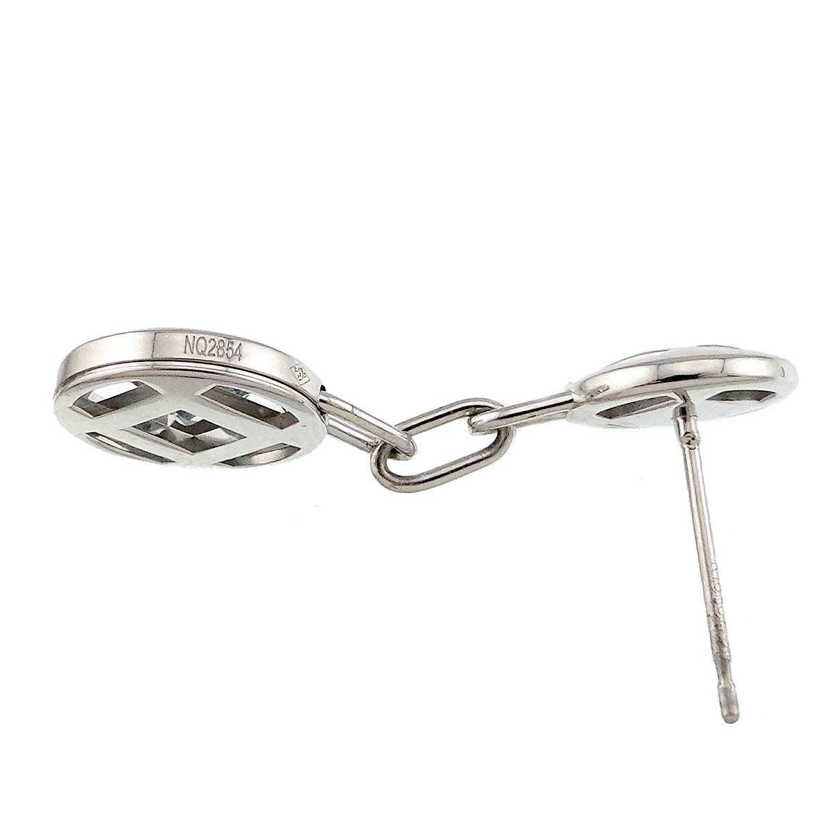 Aquamarine Diamond Earring Pierced 18K WG 750 One Piece only