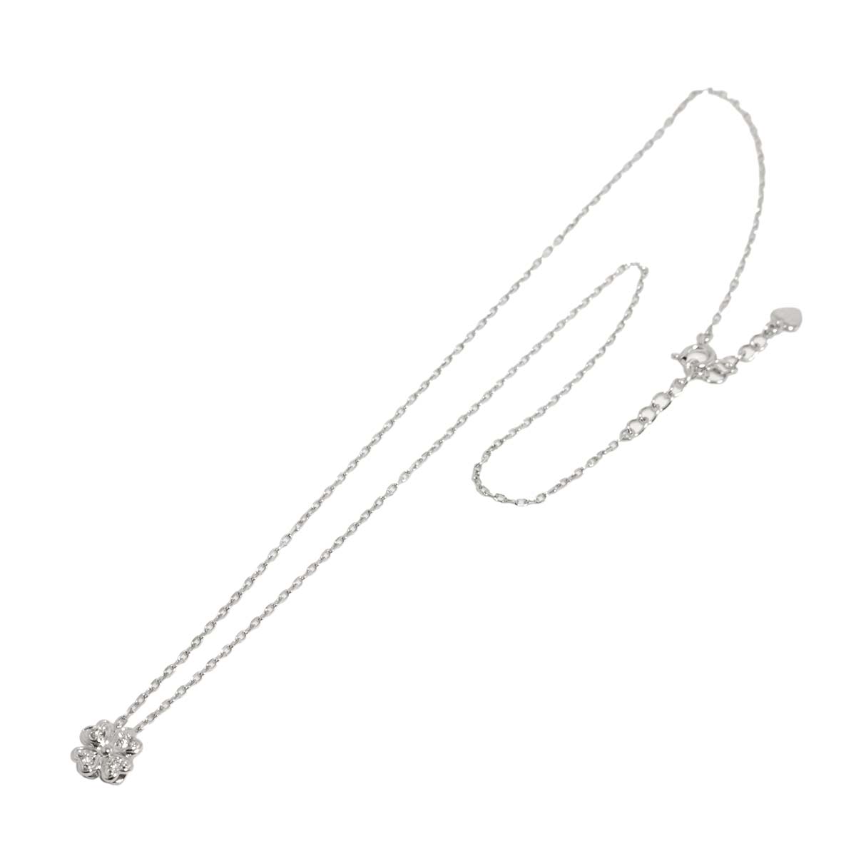 Diamond 0.07ct Clover Necklace 18K White Gold 750