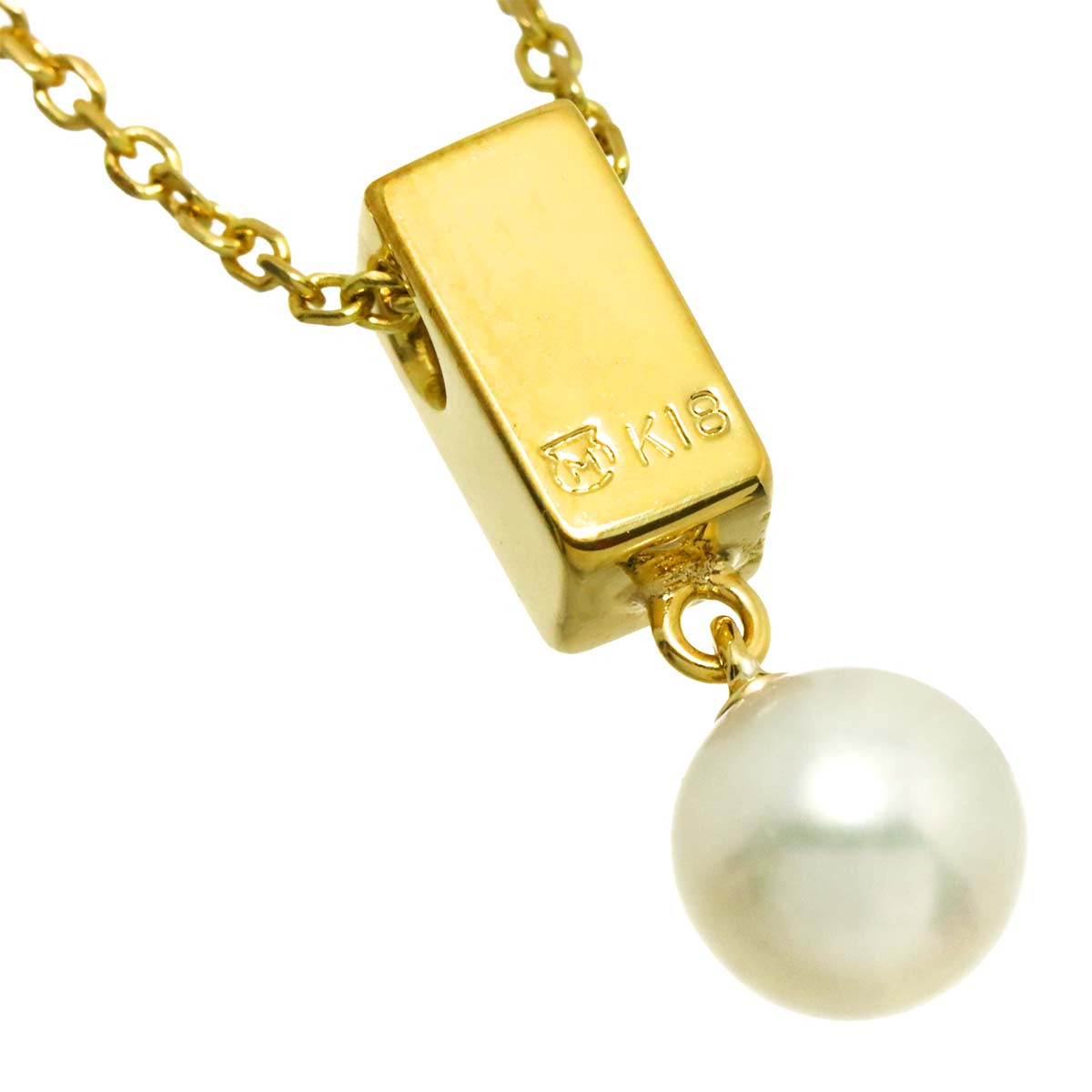 Akoya Pearl 5.9mm Enamel Necklace 18K YG 750