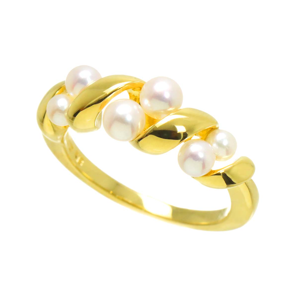 Baby Pearl 4.0-3.0mm Ring 18K YG 750 Size6.5-6.75(US)