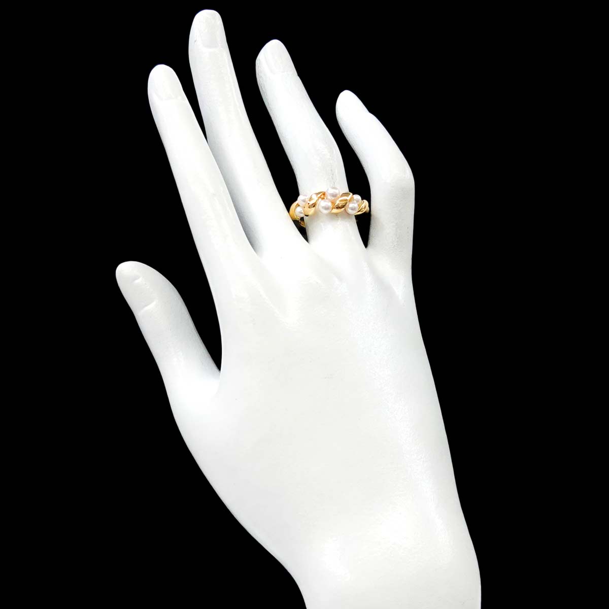 Baby Pearl 4.0-3.0mm Ring 18K YG 750 Size6.5-6.75(US)