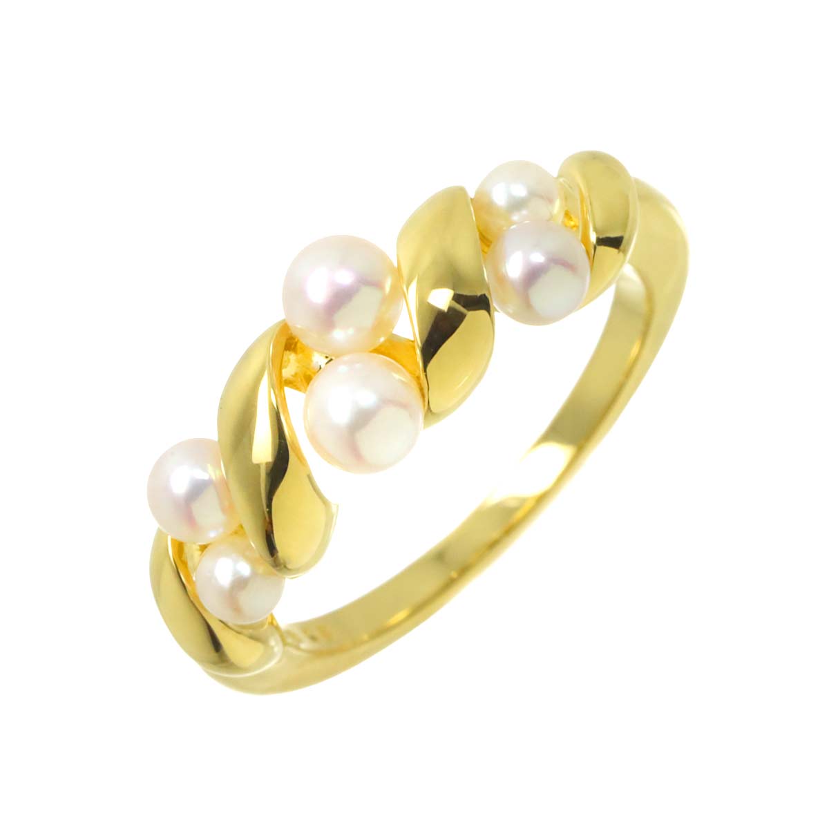 Baby Pearl 4.0-3.0mm Ring 18K YG 750 Size6.5-6.75(US)