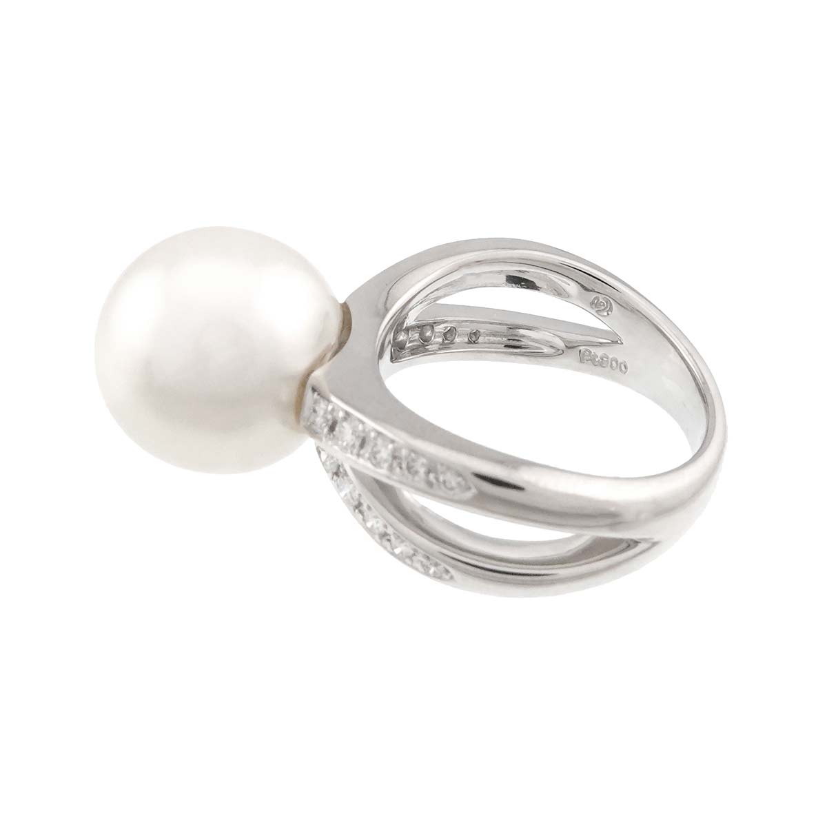 South Sea pearl 12.4mm Diamond 0.26ct Ring Pt size5.5-5.75(US)