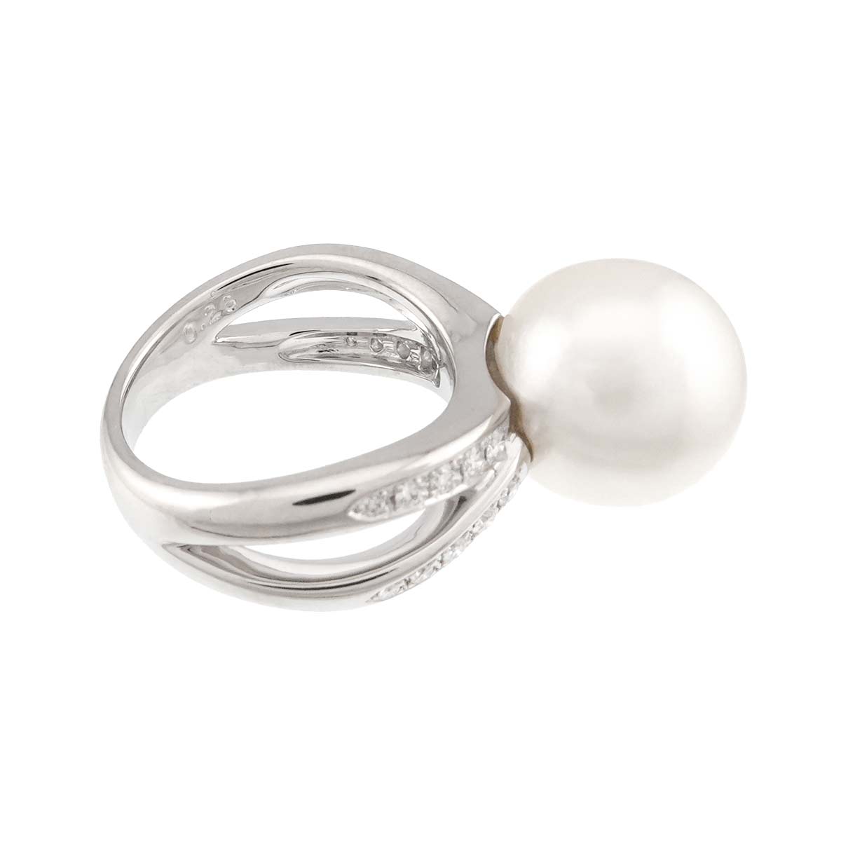 South Sea pearl 12.4mm Diamond 0.26ct Ring Pt size5.5-5.75(US)