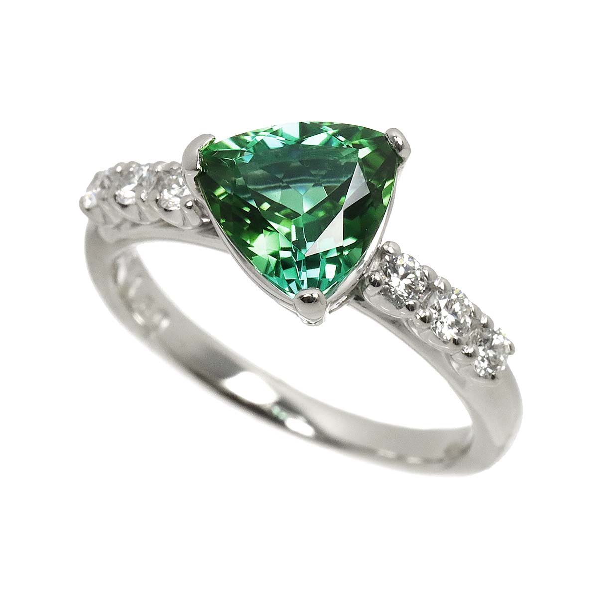 Tourmaline 1.60ct Diamond 0.20ct Ring Platinum Size5.5-5.75(US)