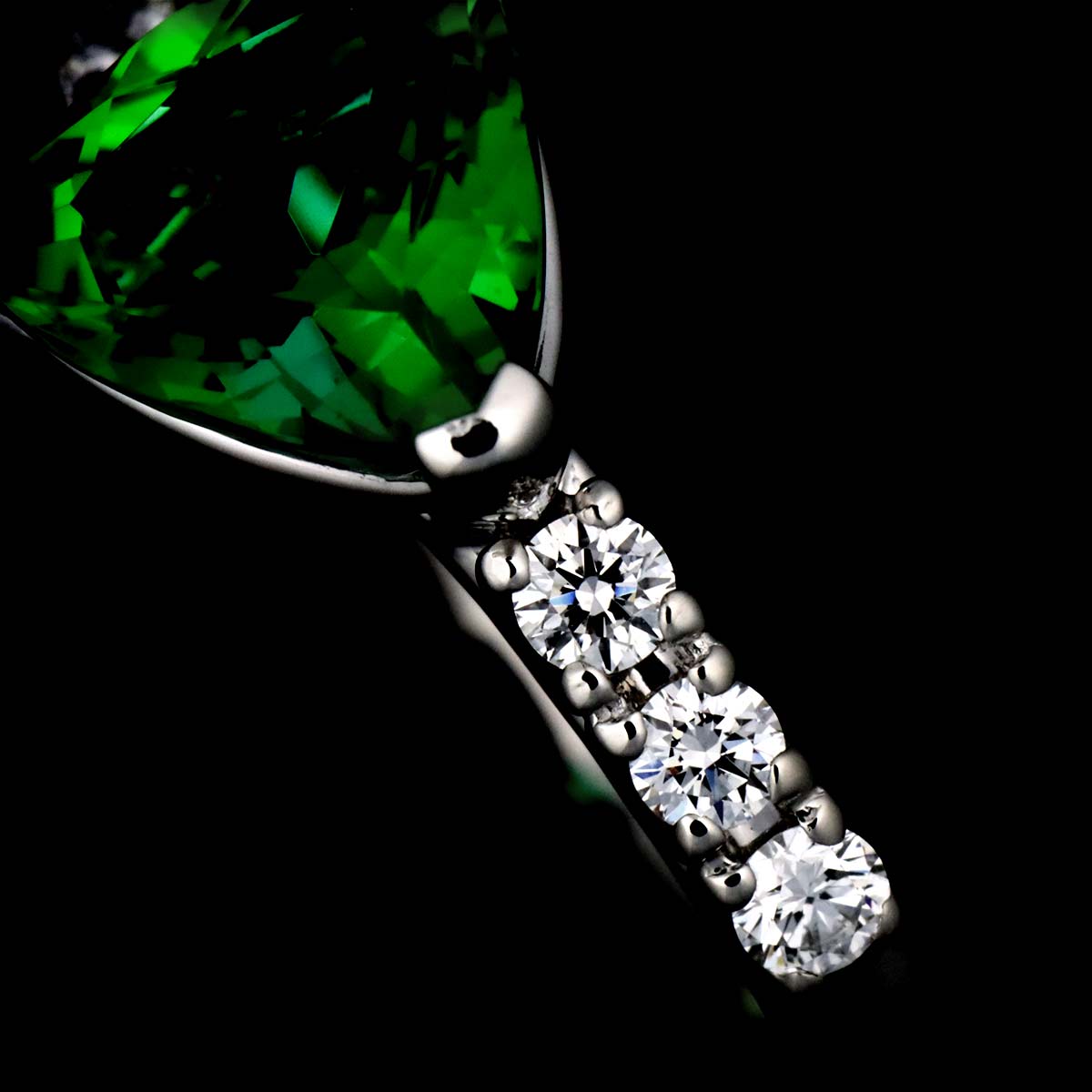 Tourmaline 1.60ct Diamond 0.20ct Ring Platinum Size5.5-5.75(US)