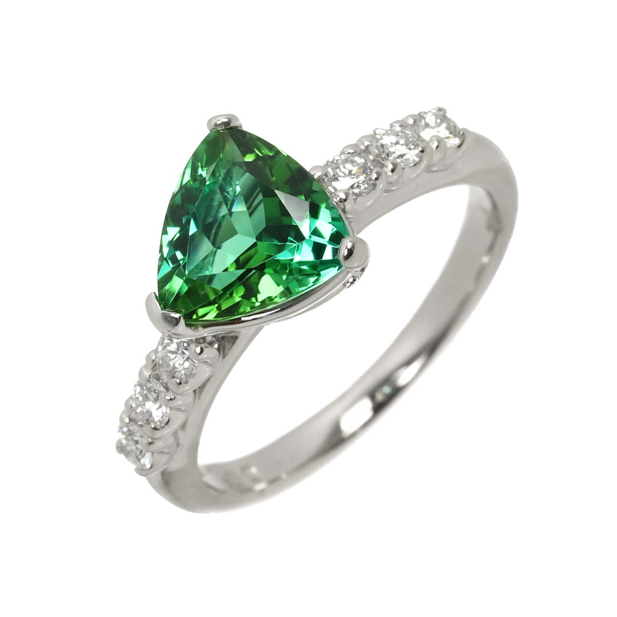 Tourmaline 1.60ct Diamond 0.20ct Ring Platinum Size5.5-5.75(US)