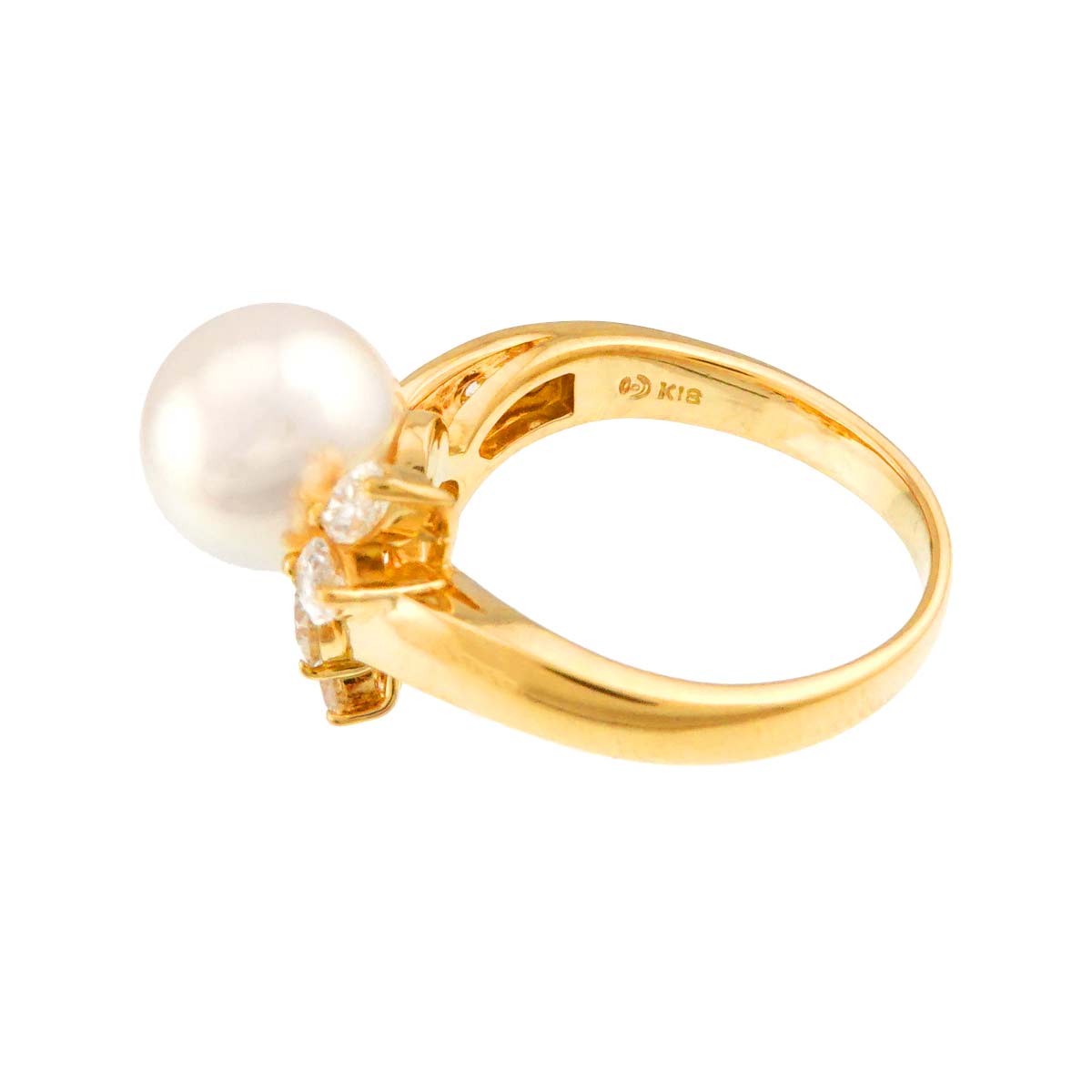 Akoya pearl 9.1mm Diamond 1.03ct Ring 18K YG 750 size 6.25-6.5(US)