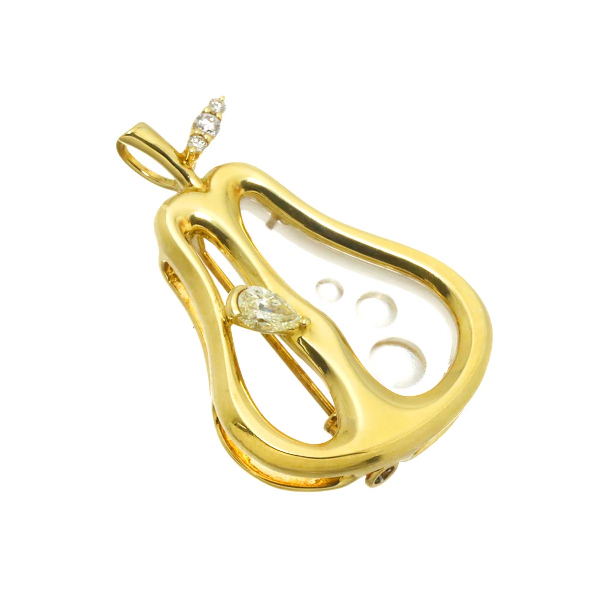 Diamond 0.30/0.06ct Quartz Brooch 18K YG 750