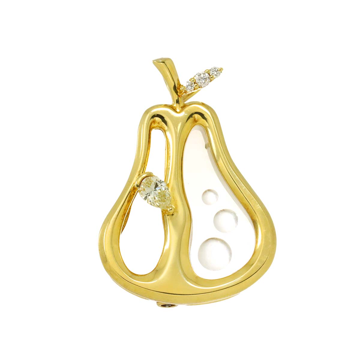 Diamond 0.30/0.06ct Quartz Brooch 18K YG 750