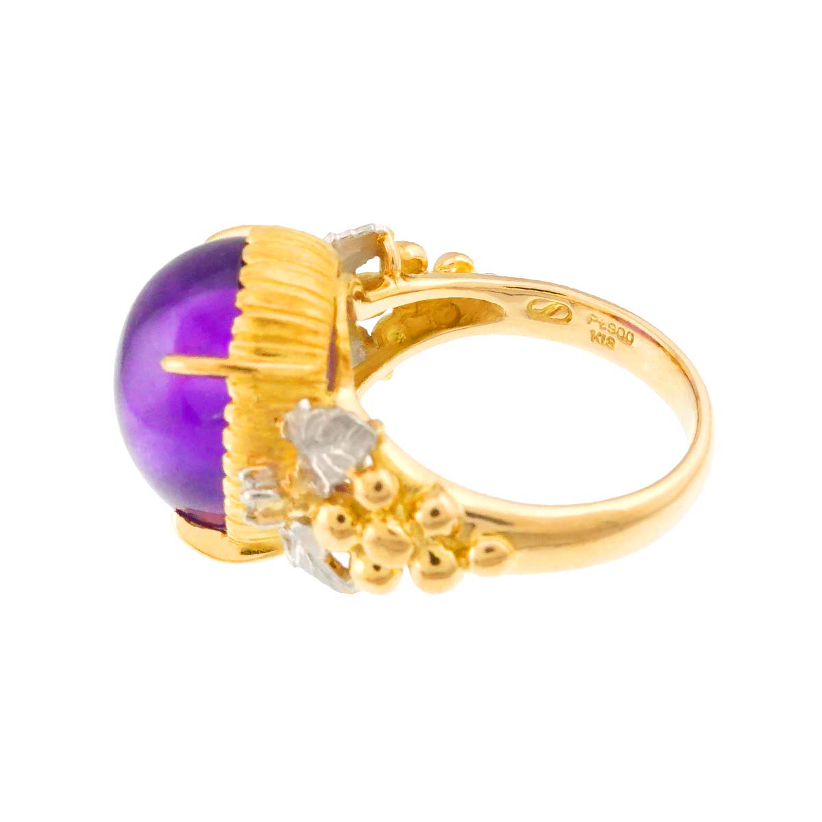 Amethyst Diamond Ring 18K YG 750 Pt size6.25-6.5(US)
