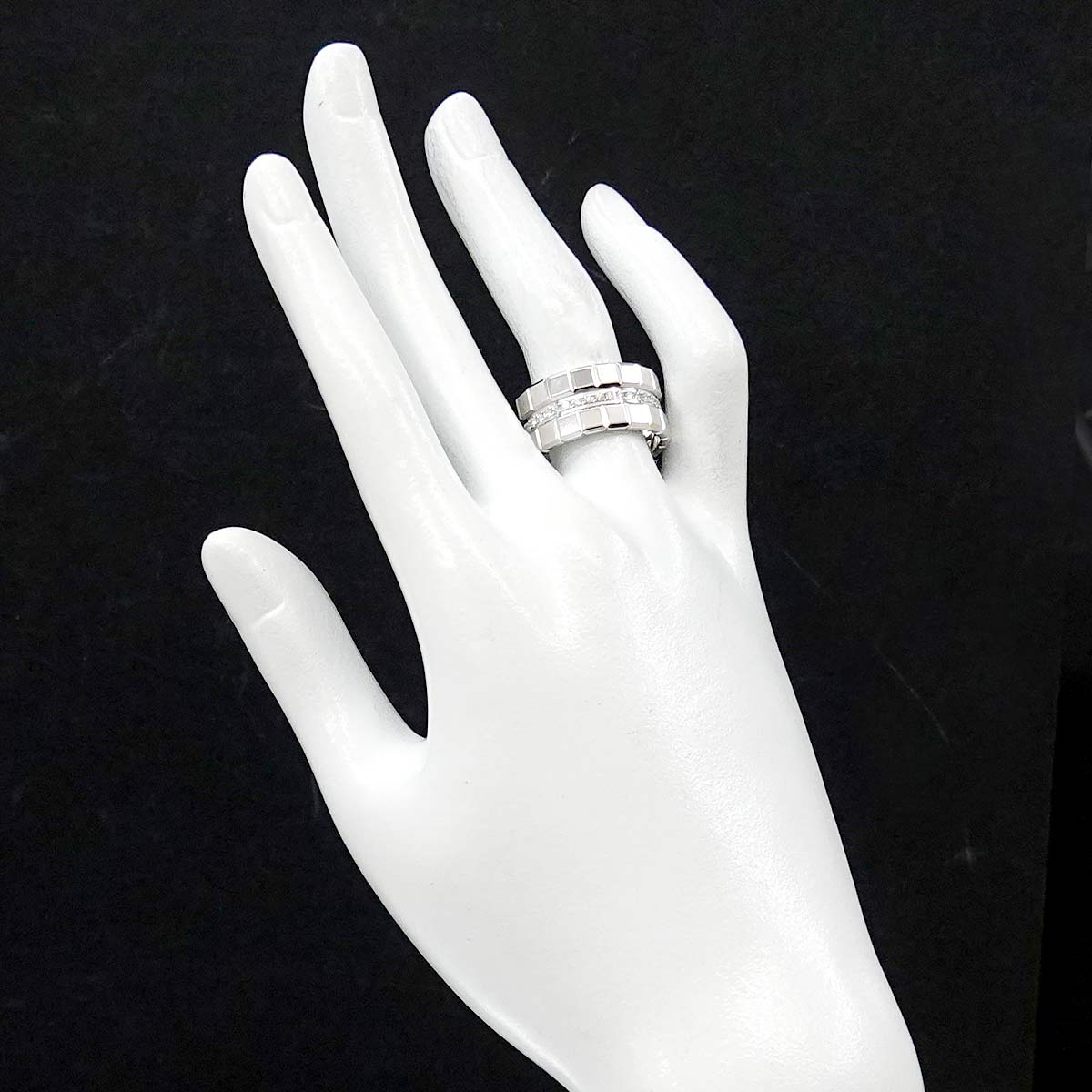 Ice Cube Diamond Ring 18K WG 750 Size8-8.25(US)