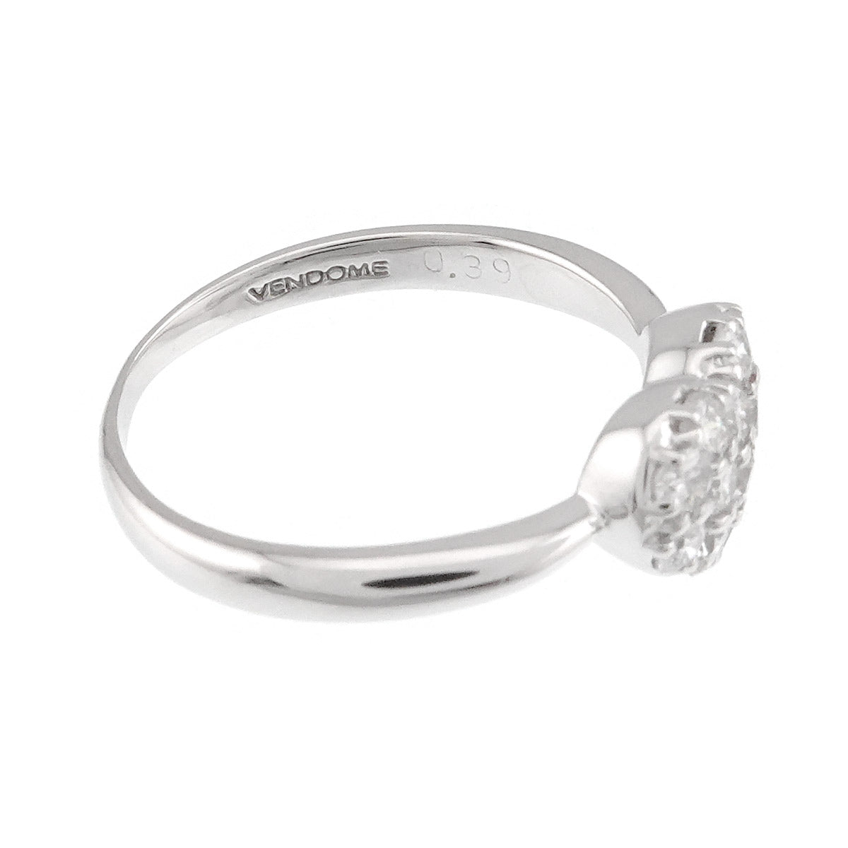 Diamond 0.39ct Heart Ring 18K WG 750 Size4.5(US)