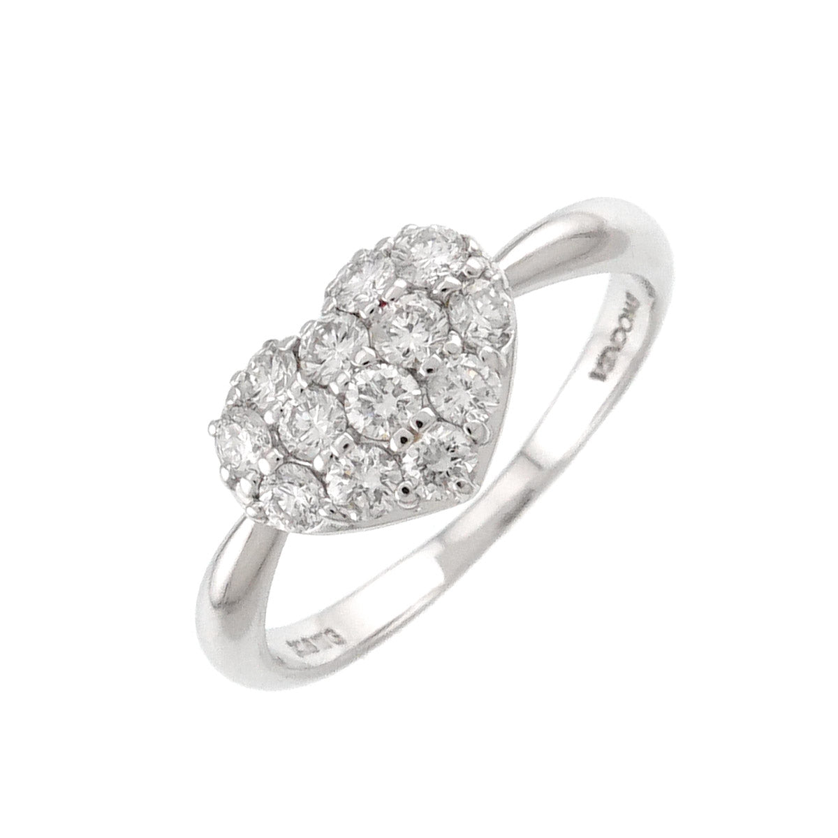 Diamond 0.39ct Heart Ring 18K WG 750 Size4.5(US)