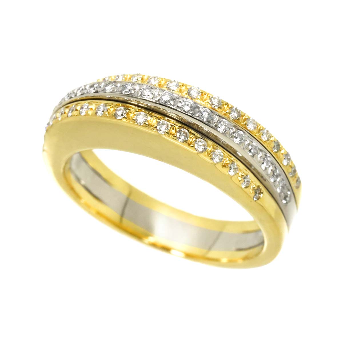 Diamond 0.37ct Ring 18K YG WG 750 size7.25(US)