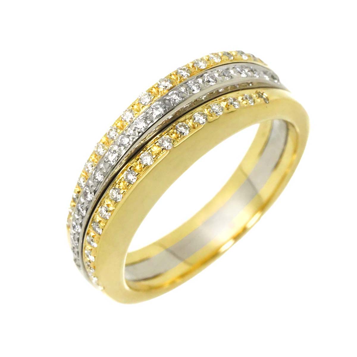 Diamond 0.37ct Ring 18K YG WG 750 size7.25(US)