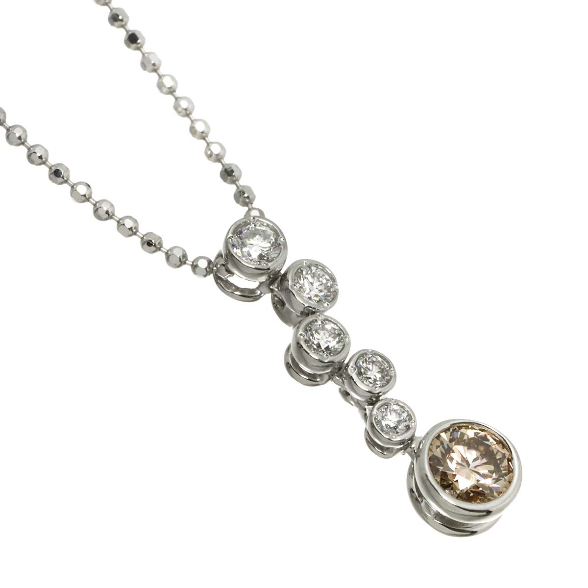 Brown Diamond 0.30ct Diamond 0.20ct Necklace Platinum