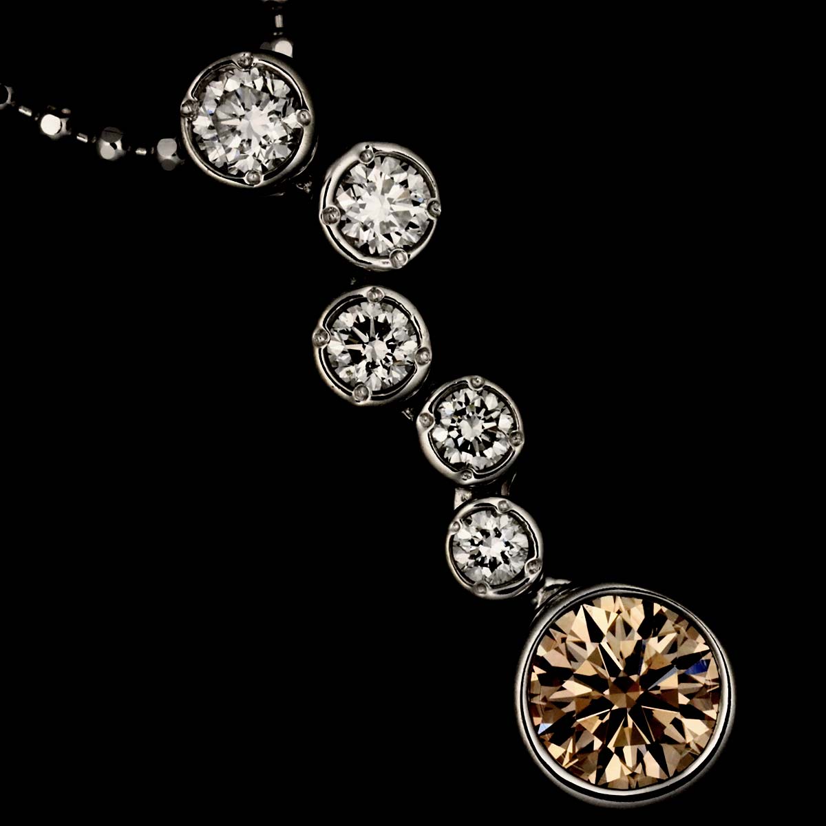 Brown Diamond 0.30ct Diamond 0.20ct Necklace Platinum