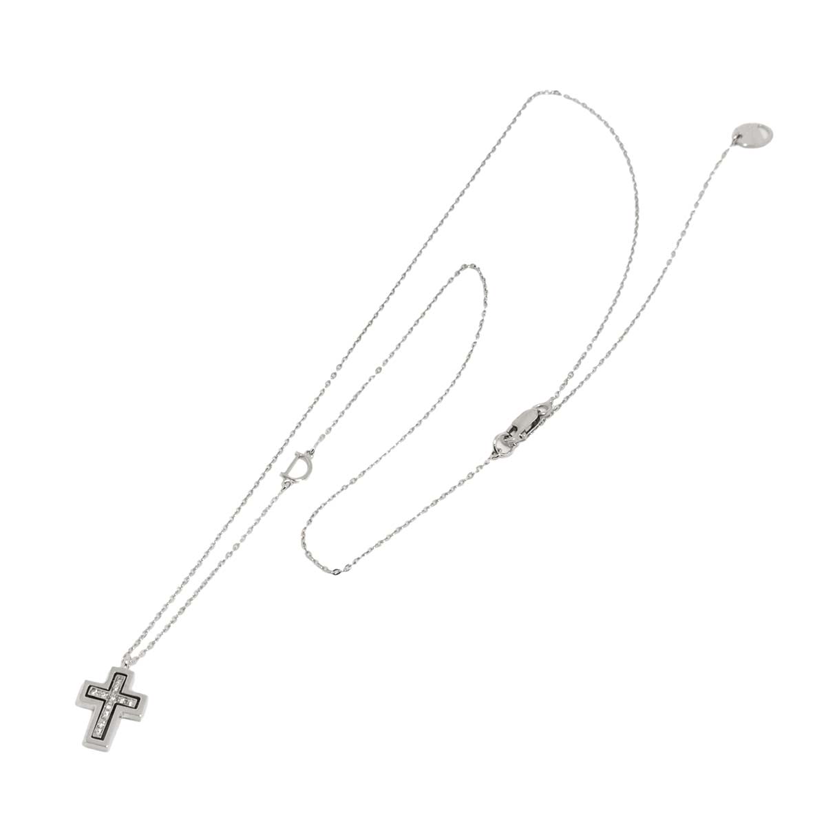 Belle Epoque Mini Diamond Cross Necklace 18K WG 750