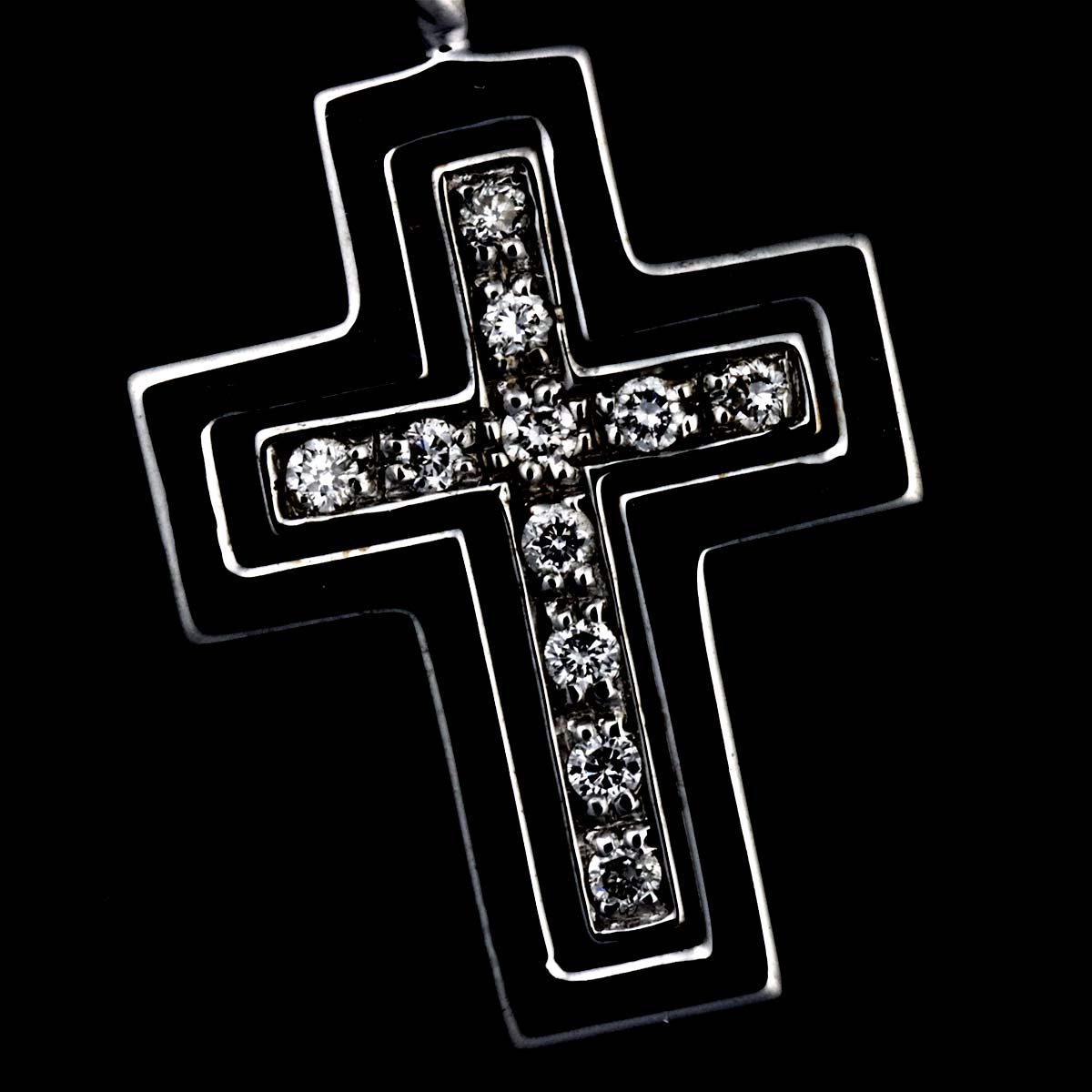 Belle Epoque Mini Diamond Cross Necklace 18K WG 750