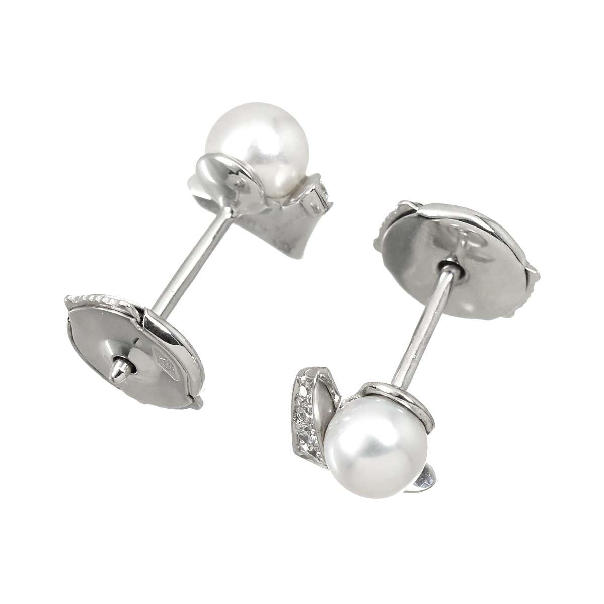 Josephine Akoya Pearl Diamond Earrings Pierced 18K WG 750